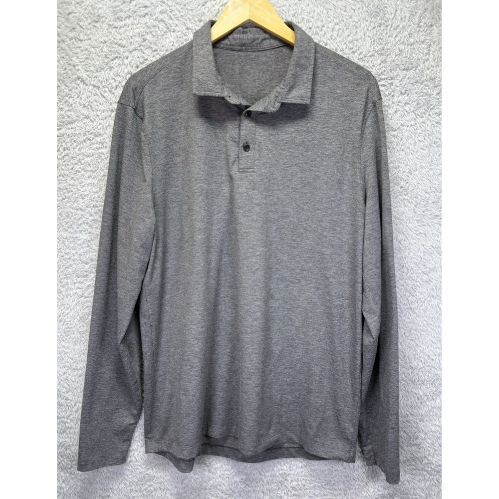 Lululemon Evolution Mens XL Gray Long Sleeve Polo Golf Performance Stretch